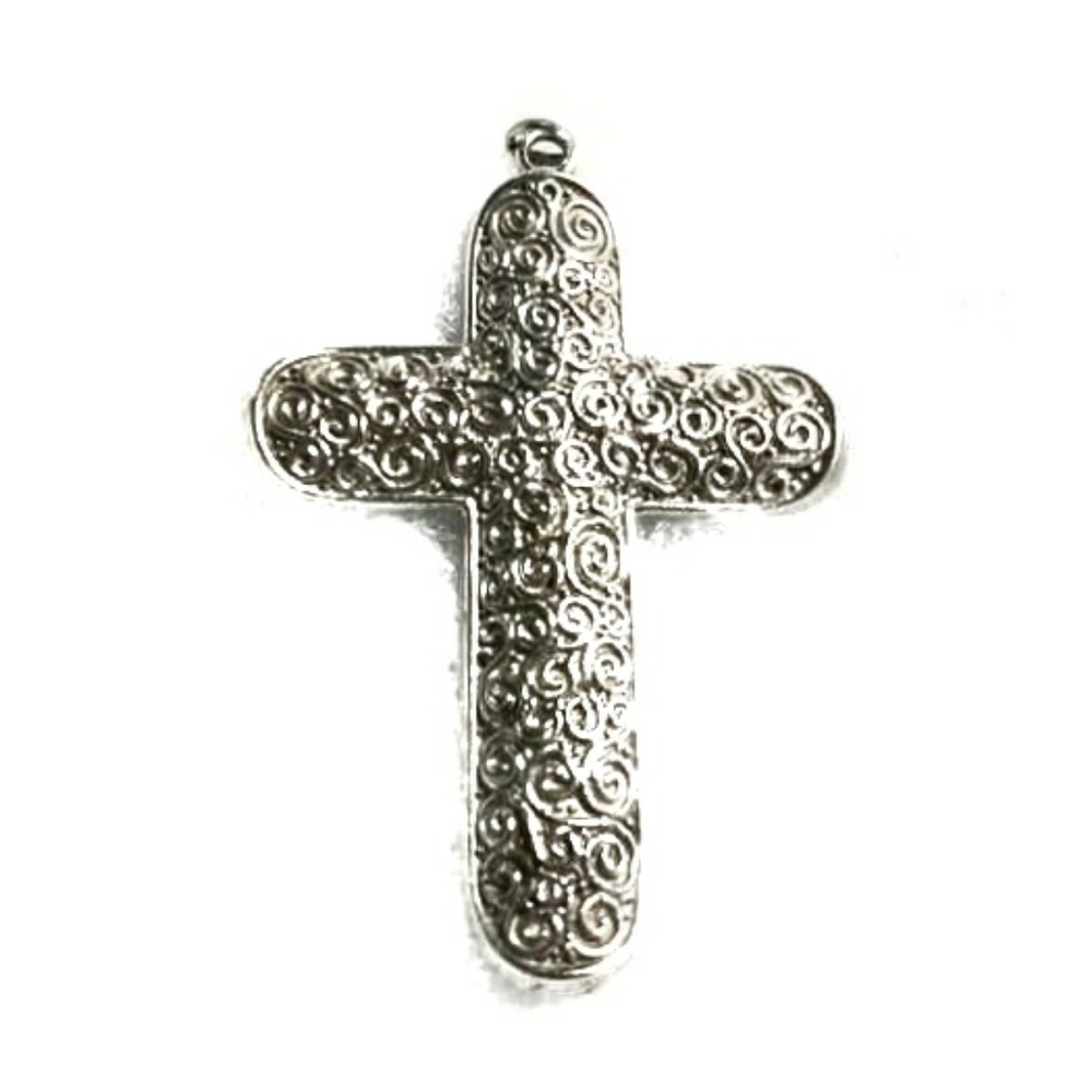 Silver Antique Vintage Designer Large Crucifix Cross Pendant